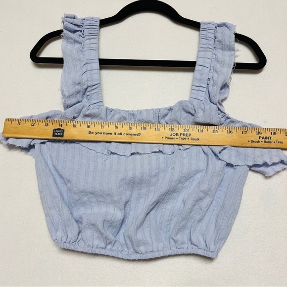 Show Me Your MuMu Women Tank Blouse XS Rosalina Crop Top Boho Cottage Light Blue - Picture 4 of 10